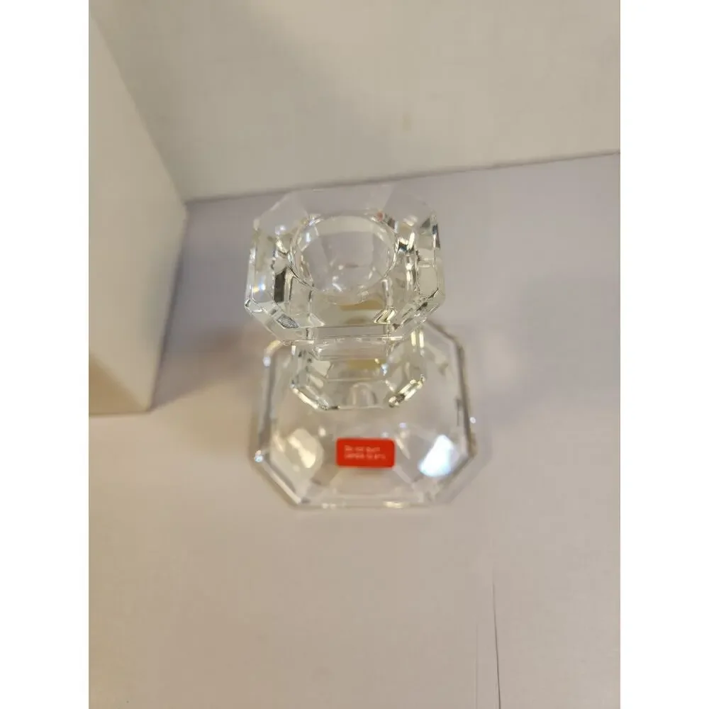 Oscar de la Renta Clear Crystal Candle Holder Austria Elegant Decorative Accent